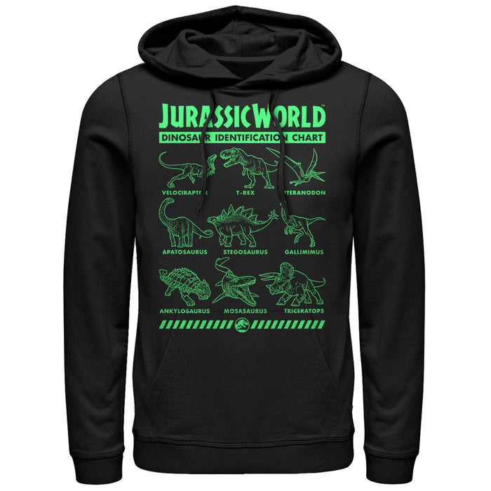 fifth sun Men's Jurassic World: Fallen Kingdom Dinosaur Identification Card Pull Over Hoodie