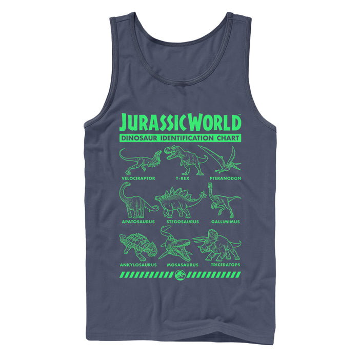 fifth sun Men's Jurassic World: Fallen Kingdom Dinosaur Identification Card Tank Top