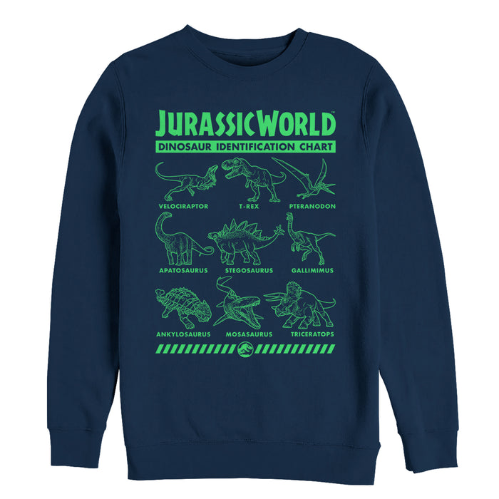 fifth sun Men's Jurassic World: Fallen Kingdom Dinosaur Identification Card Sweatshirt