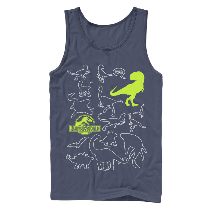 fifth sun Men's Jurassic World: Fallen Kingdom Dinosaur Outline Tank Top