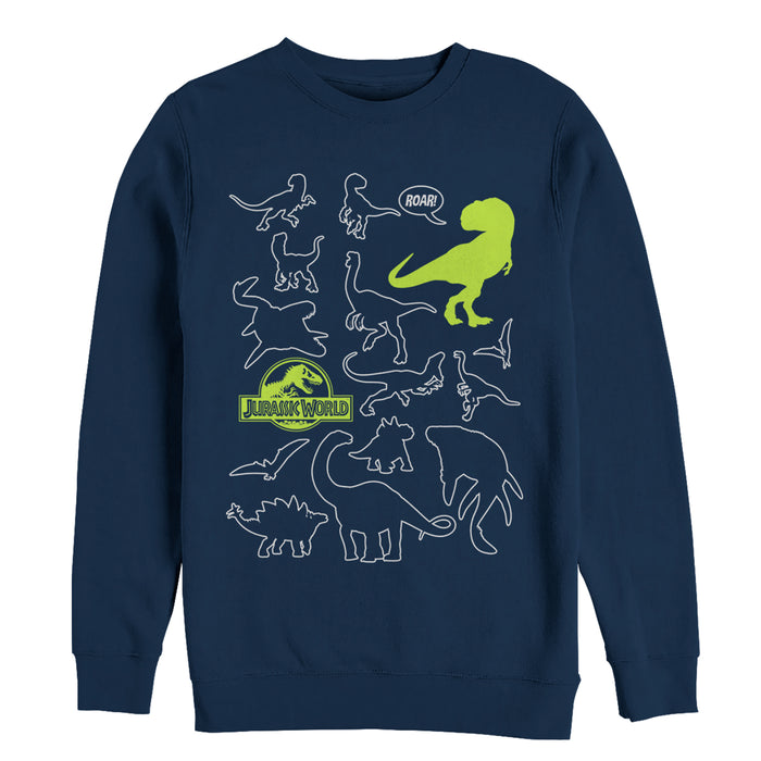 fifth sun Men's Jurassic World: Fallen Kingdom Dinosaur Outline Sweatshirt