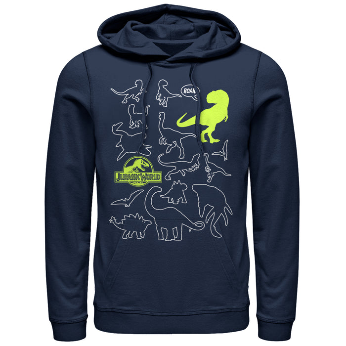 fifth sun Men's Jurassic World: Fallen Kingdom Dinosaur Outline Pull Over Hoodie