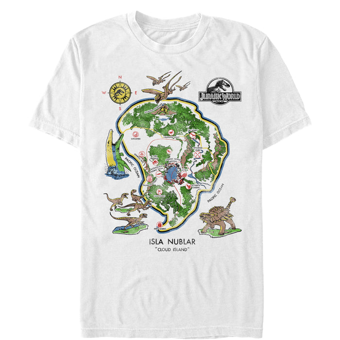 fifth sun Men's Jurassic World Isla Nublar Detail Map T-Shirt