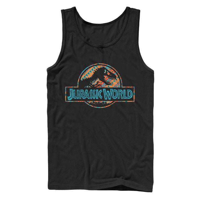 fifth sun Men's Jurassic World Quilt Pattern Logo Tank Top