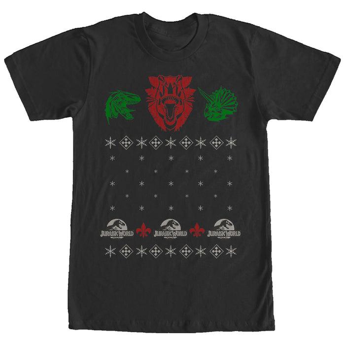 fifth sun Men's Jurassic World Ugly Christmas Raptor T-Shirt