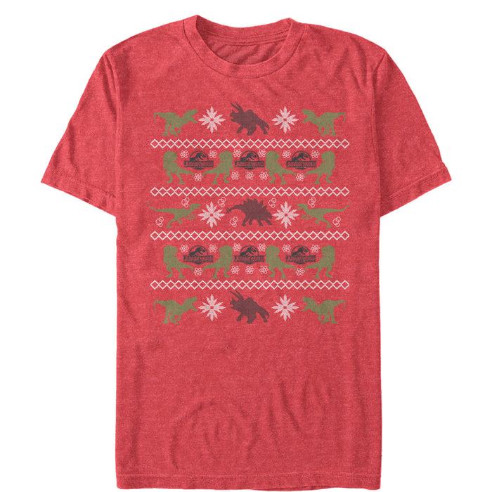 fifth sun Men's Jurassic World Ugly Christmas Velociraptor T-Shirt
