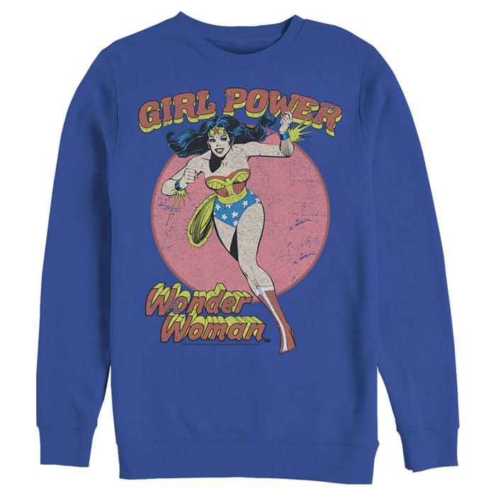 fifth sun Men's Justice League Running Girl Power Text Poster Sweatshirt