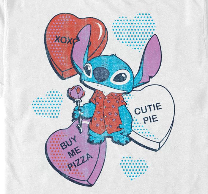 Fifth Sun Men's Lilo & Stitch Hearts And Pizza T-Shirt