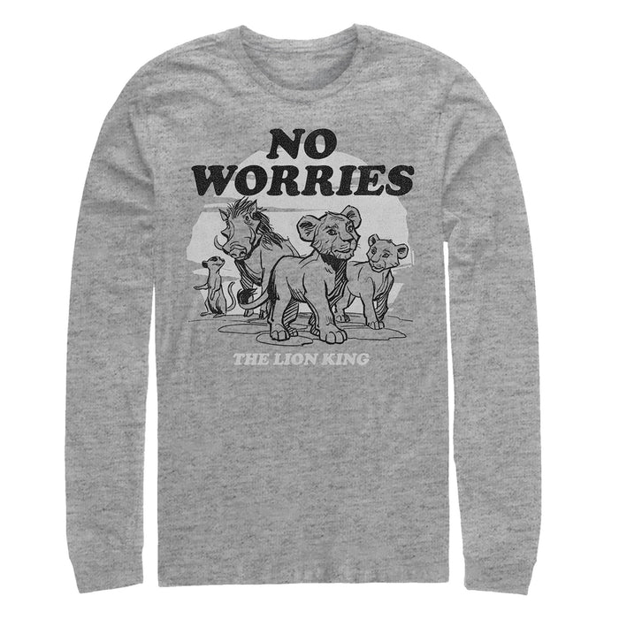 fifth sun Men's Lion King No Worries Cartoon Long Sleeve Shirt