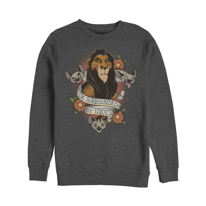 Fifth Sun Men's Lion King Scar Surrounded By Idiots Tattoo Sweatshirt