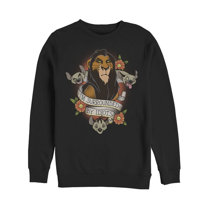 Fifth Sun Men's Lion King Scar Surrounded By Idiots Tattoo Sweatshirt
