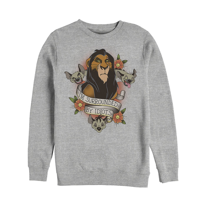 Fifth Sun Men's Lion King Scar Surrounded By Idiots Tattoo Sweatshirt