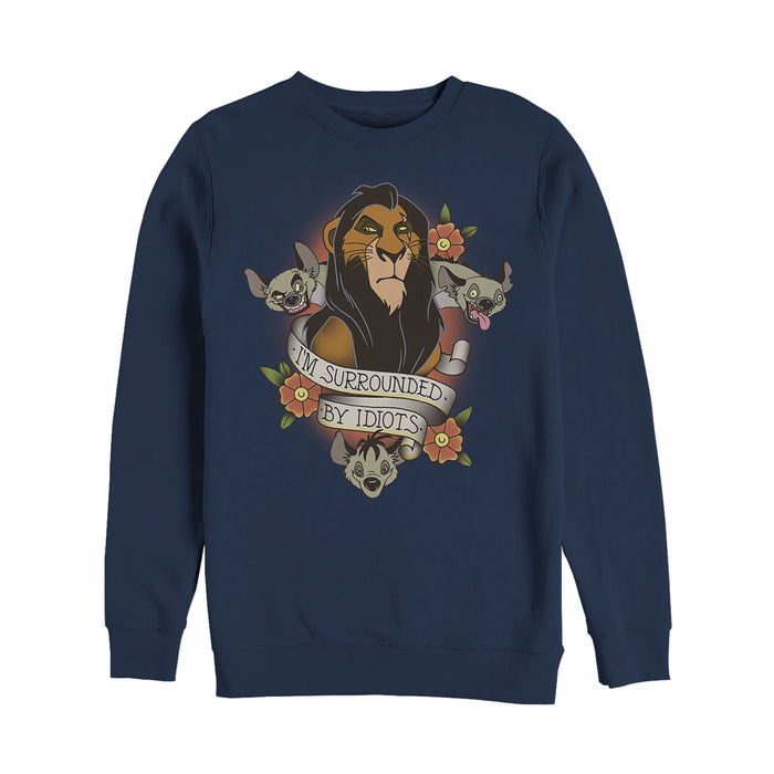 fifth sun Men's Lion King Scar Surrounded By Idiots Tattoo Sweatshirt