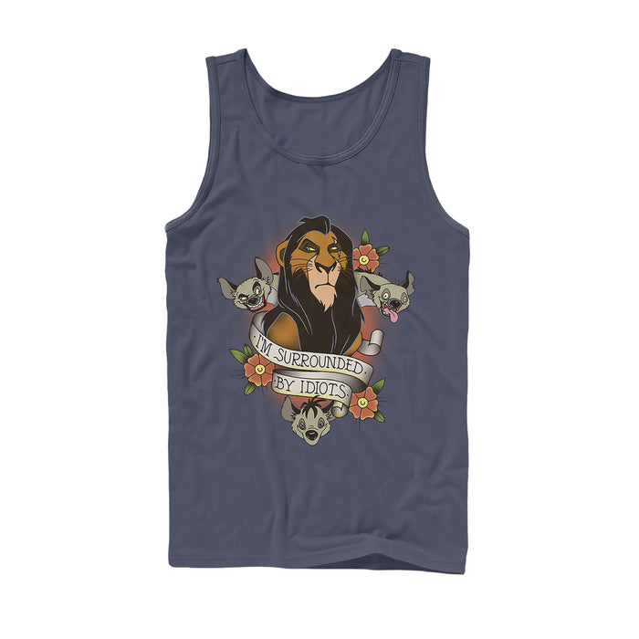 fifth sun Men's Lion King Scar Surrounded By Idiots Tattoo Tank Top