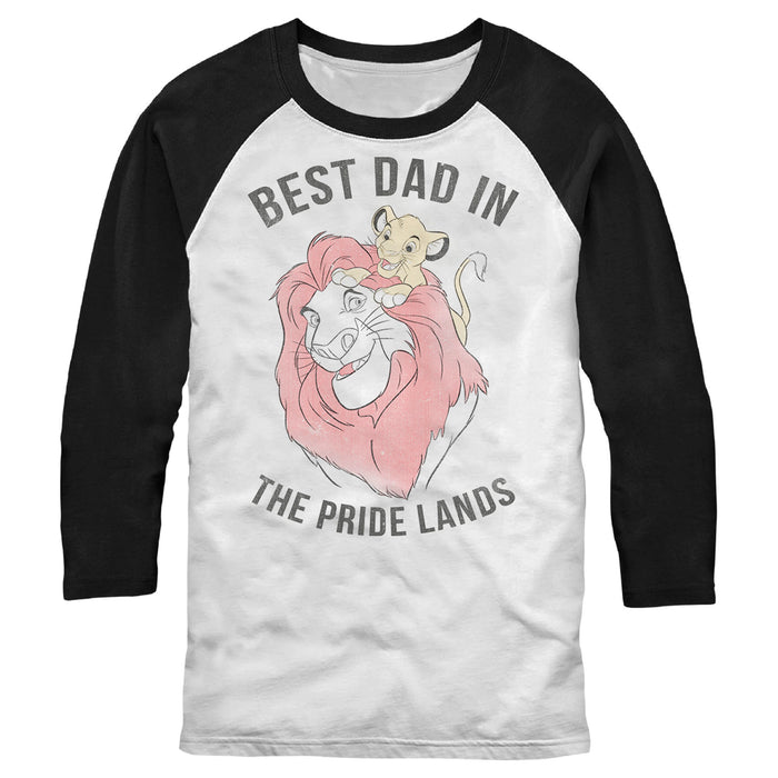 fifth sun Men's Lion King Simba and Mufasa Best Dad in the Pride Lands Baseball Tee