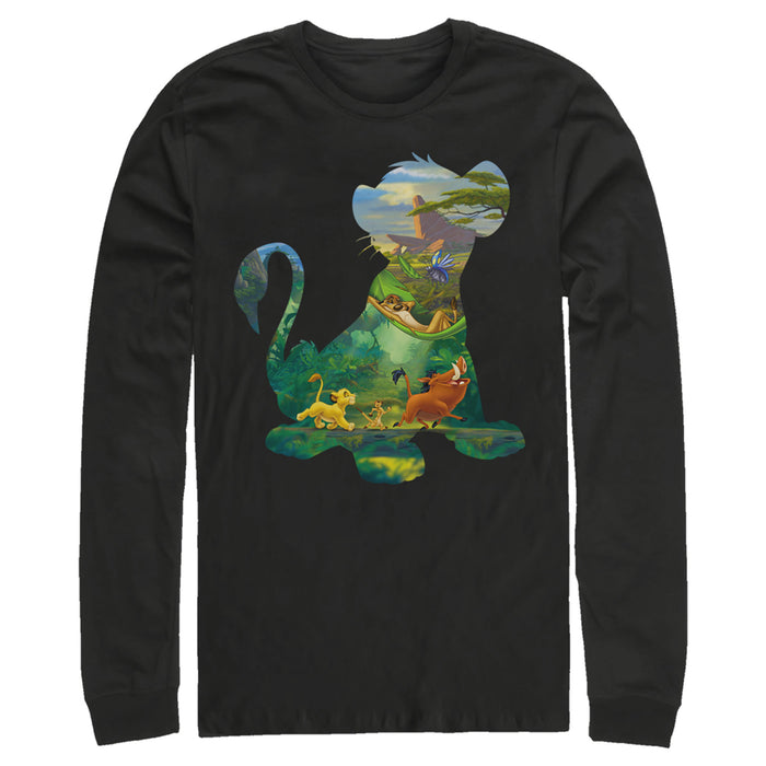 fifth sun Men's Lion King Simba Silhouette Pride Rock Long Sleeve Shirt