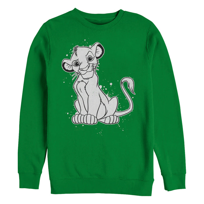 fifth sun Men's Lion King Simba Smirk Paint Splatter Print Sweatshirt