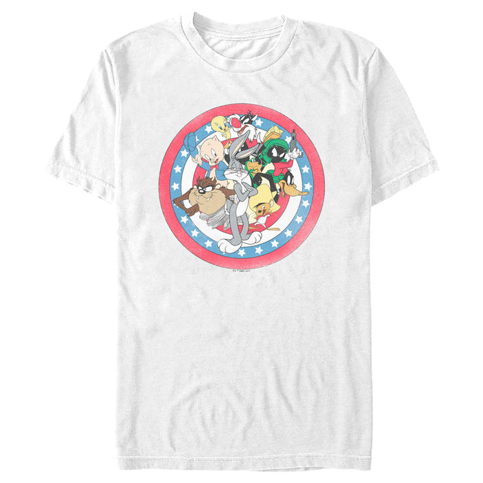 fifth sun Men's Looney Tunes American Flag Character Circle T-Shirt