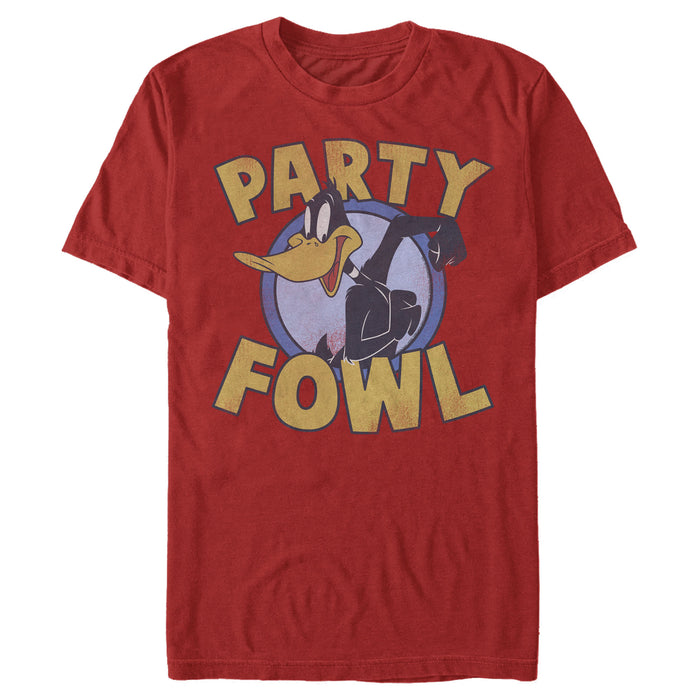 fifth sun Men's Looney Tunes Daffy Duck Party Fowl T-Shirt