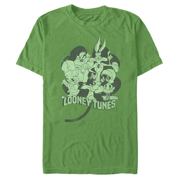 fifth sun Men's Looney Tunes St. Patrick's Day Four-Leaf Clover Group T-Shirt