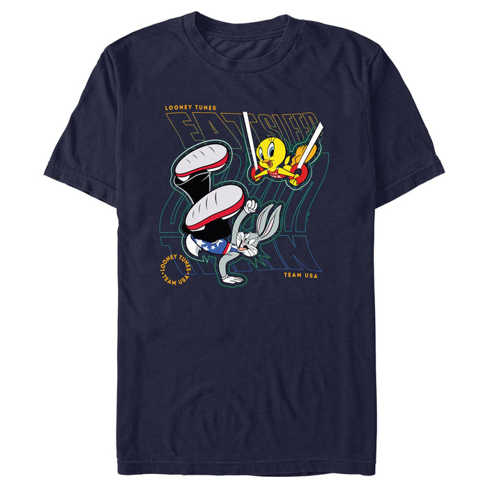 fifth sun Men's Looney Tunes Tweety and Bugs Bunny Training T-Shirt
