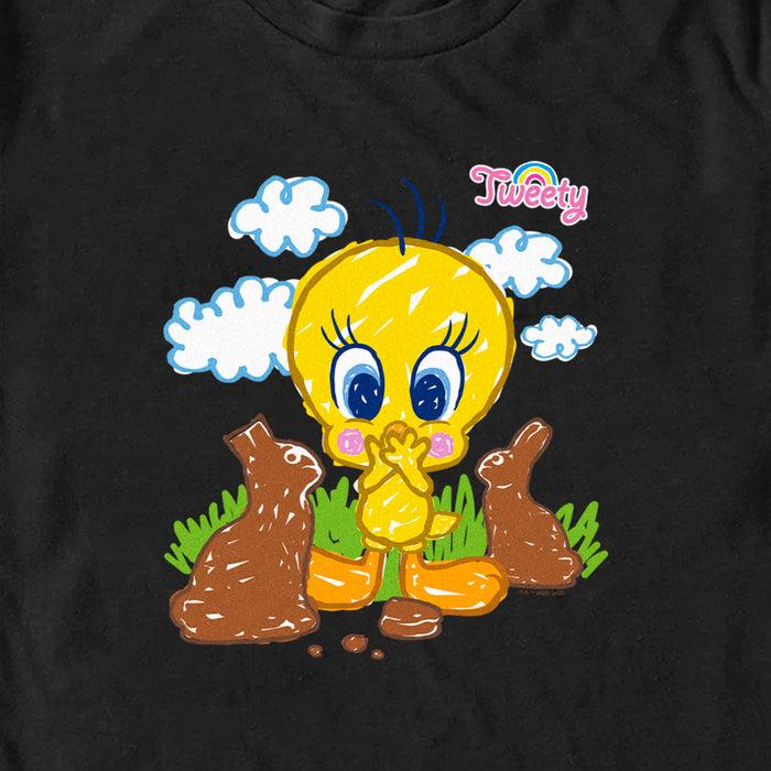 Fifth Sun Men's Looney Tunes Tweety And Chocolate Bunnies T-Shirt
