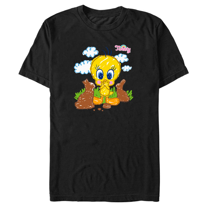 fifth sun Men's Looney Tunes Tweety and Chocolate Bunnies T-Shirt