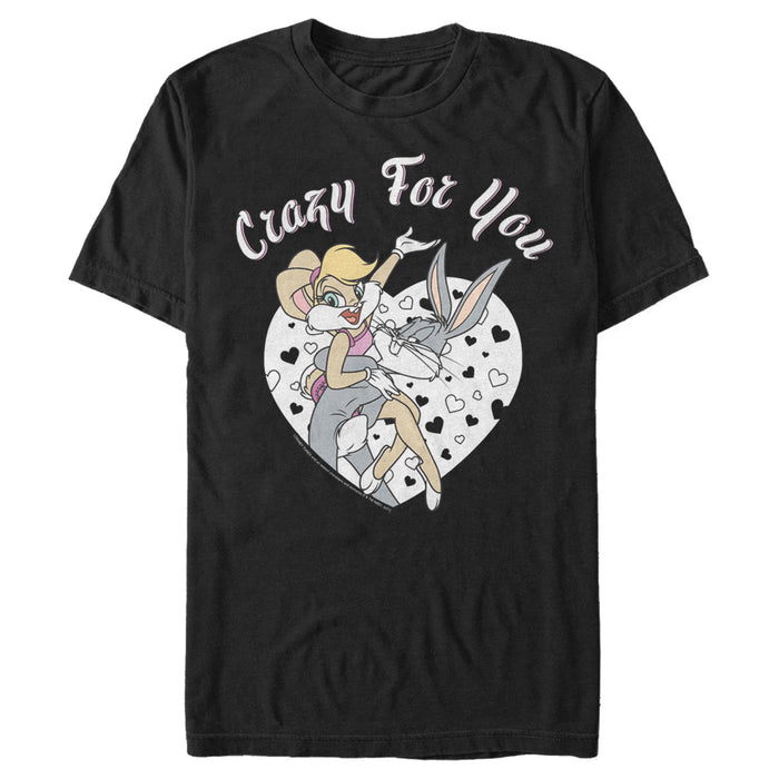 fifth sun Men's Looney Tunes Valentine's Day Bugs Bunny and Lola Bunny Crazy for You T-Shirt