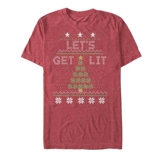 Fifth Sun Men's Lost Gods Christmas Let's Get Lit Tree T-Shirt