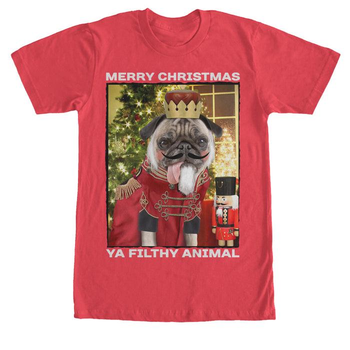 fifth sun Men's Lost Gods Christmas Nutcracker Pug T-Shirt