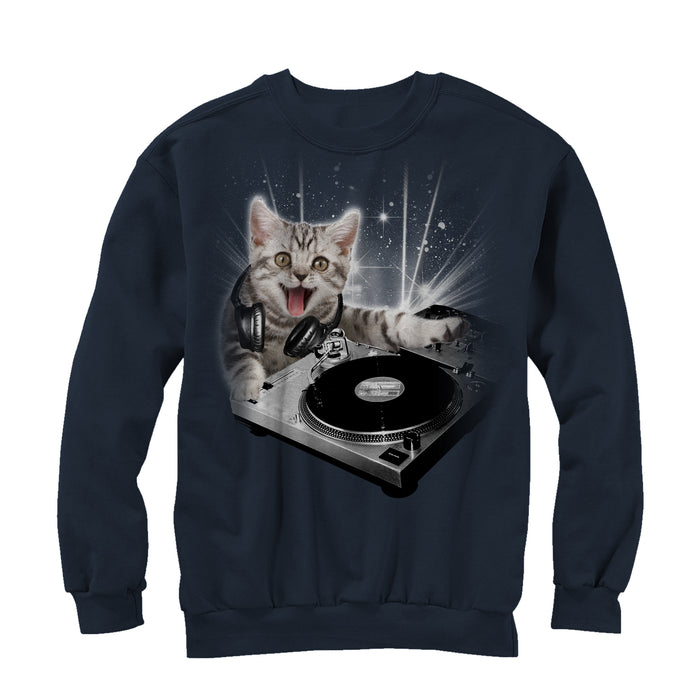 fifth sun Men's Lost Gods DJ Space Kitten Sweatshirt