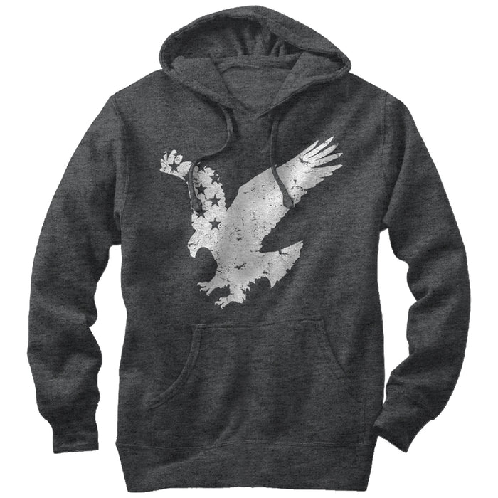 fifth sun Men's Lost Gods Flying Eagle American Flag Pull Over Hoodie