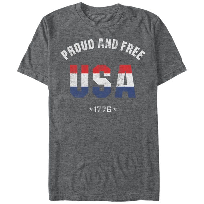 fifth sun Men's Lost Gods Fourth of July Proud and Free USA 1776 T-Shirt