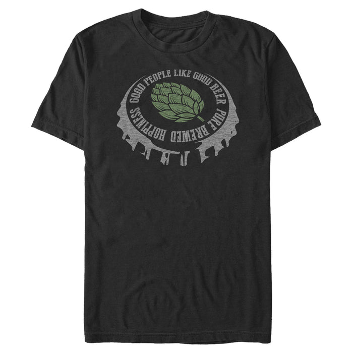 fifth sun Men's Lost Gods Good People Like Good Beer Hops Bottle Cap T-Shirt