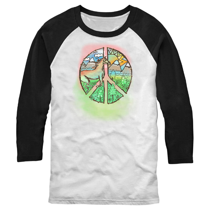 fifth sun Men's Lost Gods Peace and Horses Baseball Tee