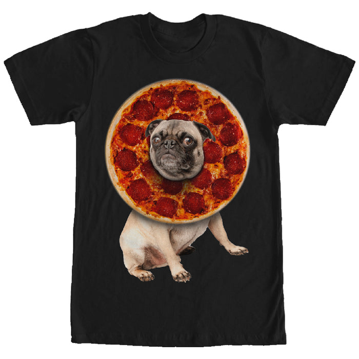 fifth sun Men's Lost Gods Pepperoni Pizza Pug T-Shirt