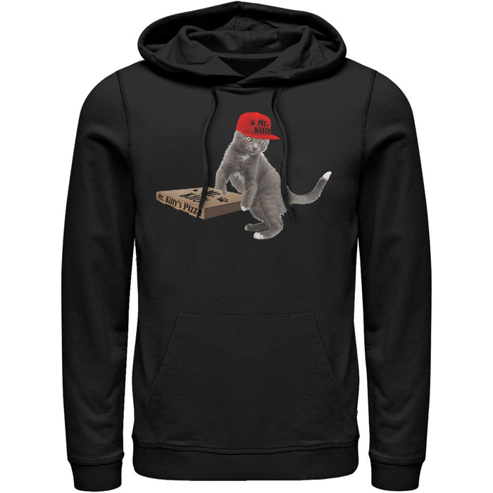 fifth sun Men's Lost Gods Pizza Delivery Cat Pull Over Hoodie