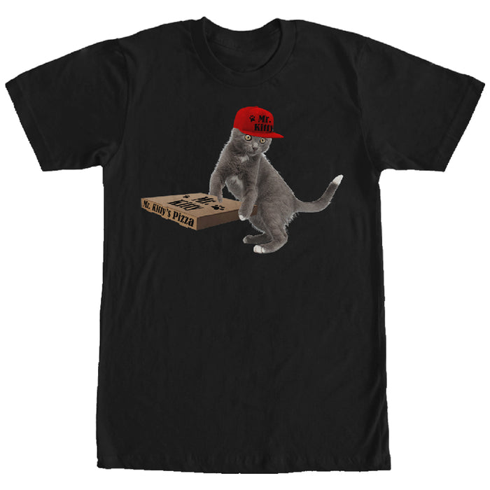 fifth sun Men's Lost Gods Pizza Delivery Cat T-Shirt