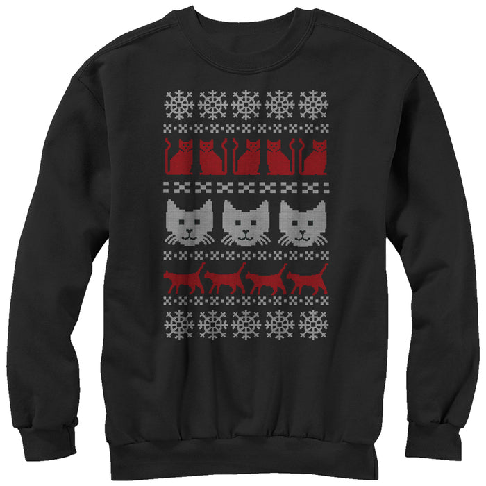 fifth sun Men's Lost Gods Ugly Christmas Cat Sweatshirt