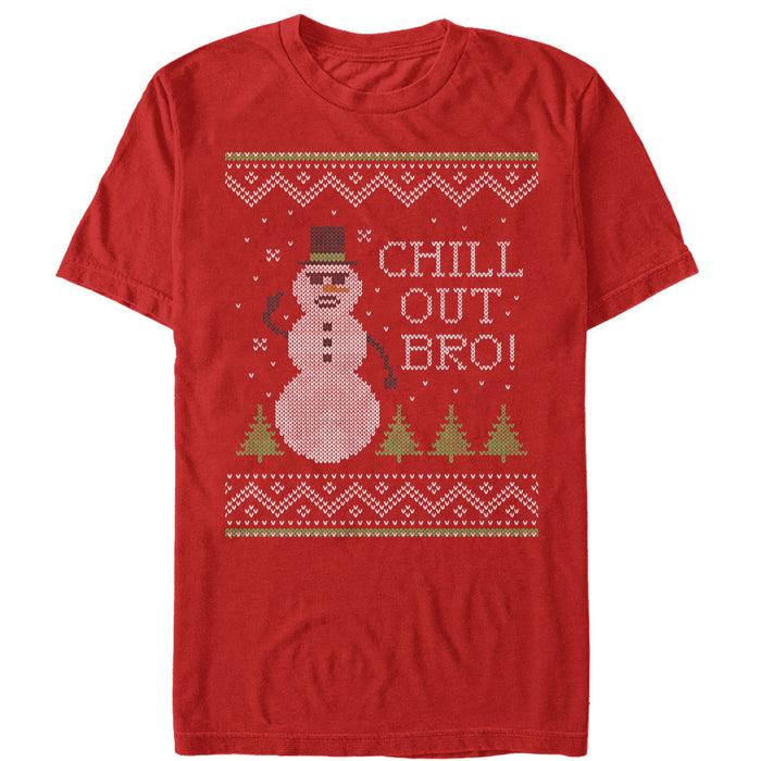 fifth sun Men's Lost Gods Ugly Christmas Chill Out Snowman T-Shirt