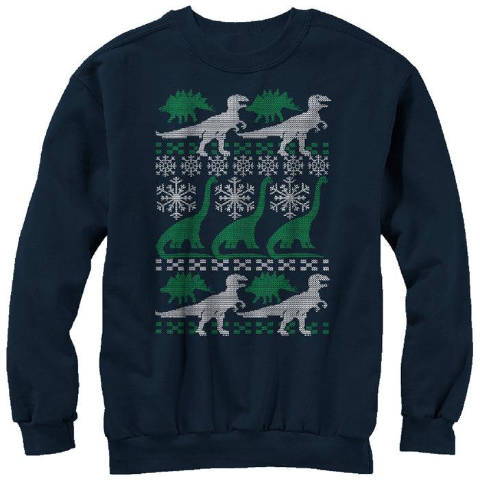 fifth sun Men's Lost Gods Ugly Christmas Dinosaur Print Sweatshirt