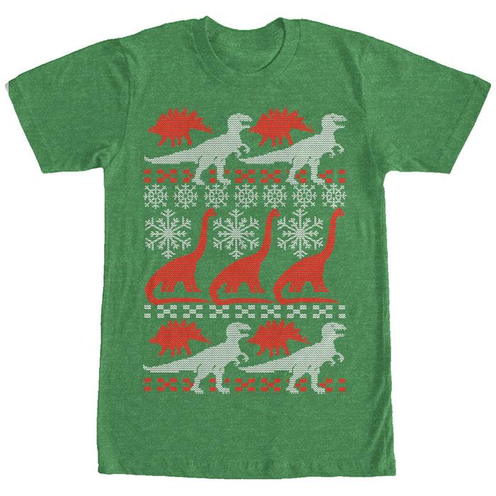 fifth sun Men's Lost Gods Ugly Christmas Dinosaur Print T-Shirt