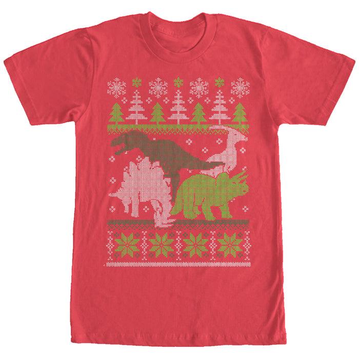 fifth sun Men's Lost Gods Ugly Christmas Dinosaurs T-Shirt