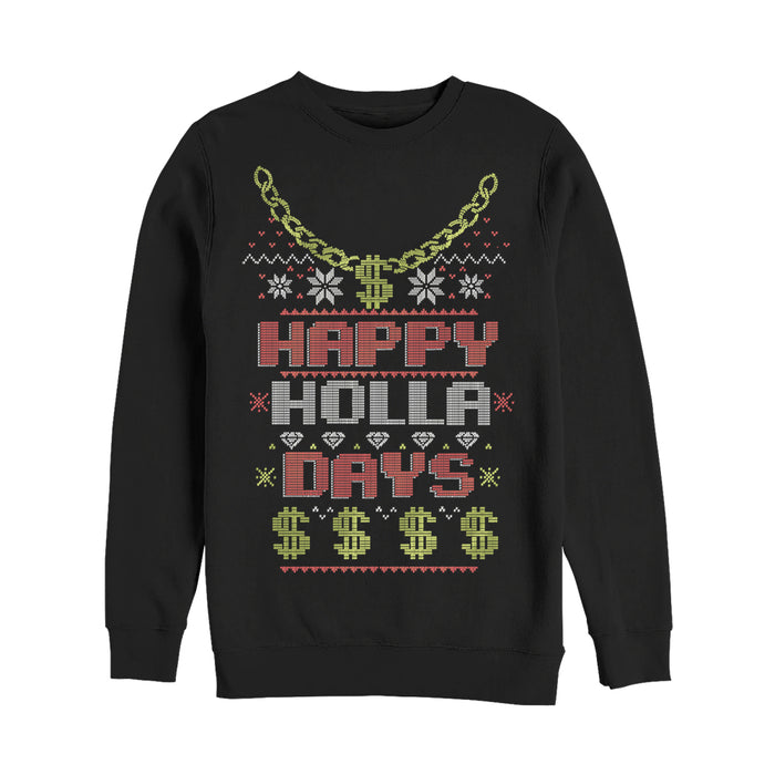 fifth sun Men's Lost Gods Ugly Christmas Happy Holla Days Sweatshirt