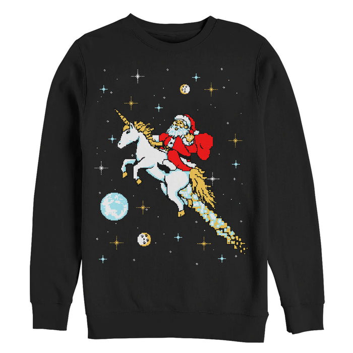 fifth sun Men's Lost Gods Ugly Christmas Santa Unicorn Sweatshirt