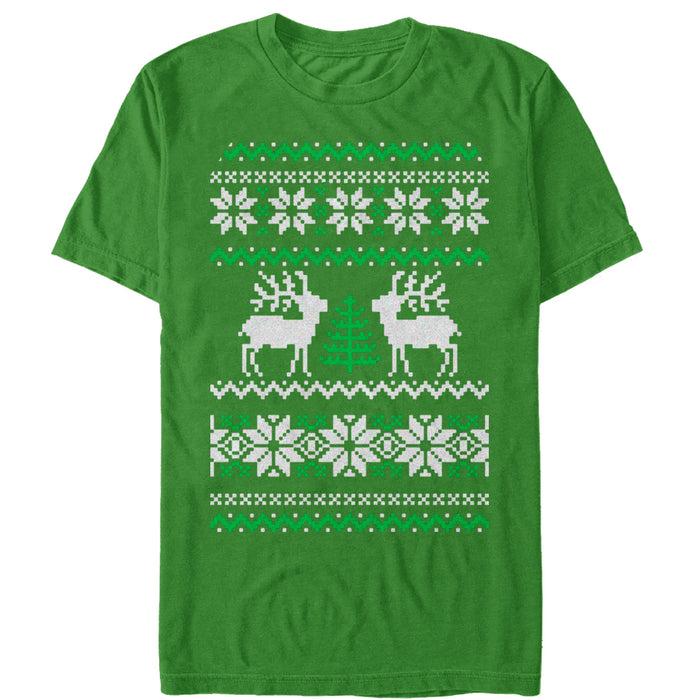 fifth sun Men's Lost Gods Ugly Christmas Tree Reindeer T-Shirt