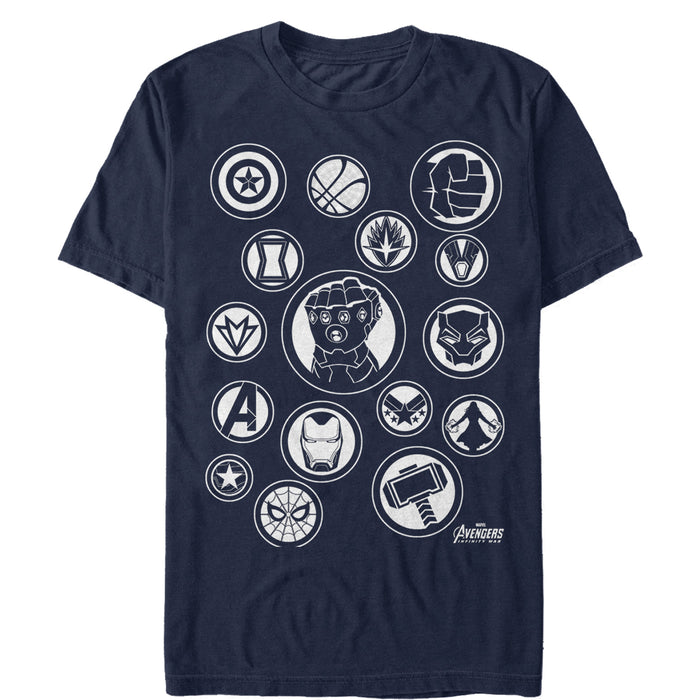 fifth sun Men's Marvel Avengers: Avengers: Infinity War Character Badges T-Shirt
