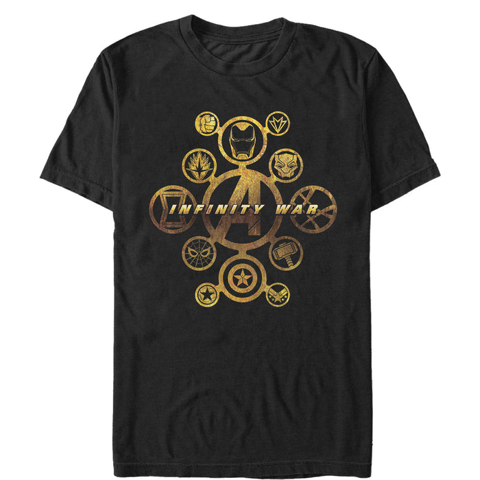 fifth sun Men's Marvel Avengers: Avengers: Infinity War Character Logos T-Shirt