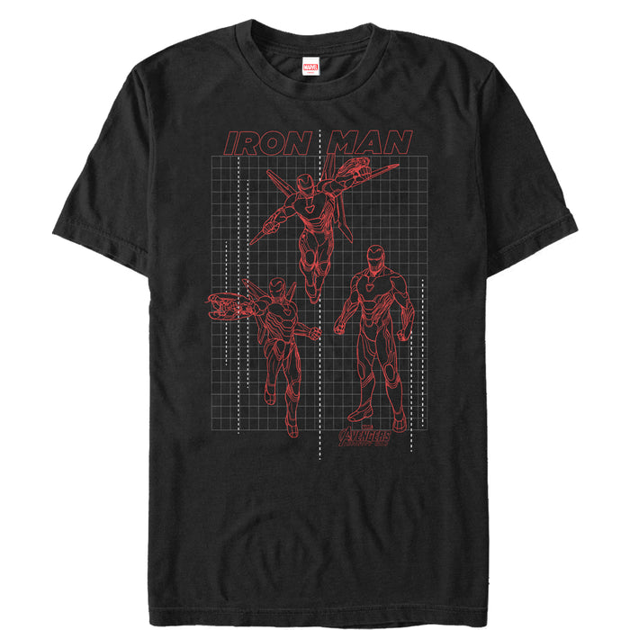 fifth sun Men's Marvel Avengers: Avengers: Infinity War Iron Man Grid T-Shirt