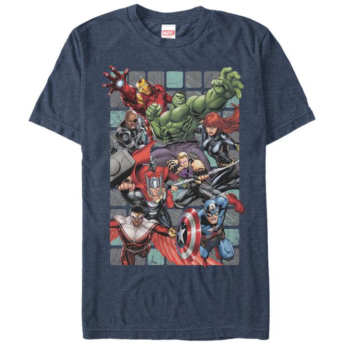fifth sun Men's Marvel Avengers Collage Square T-Shirt